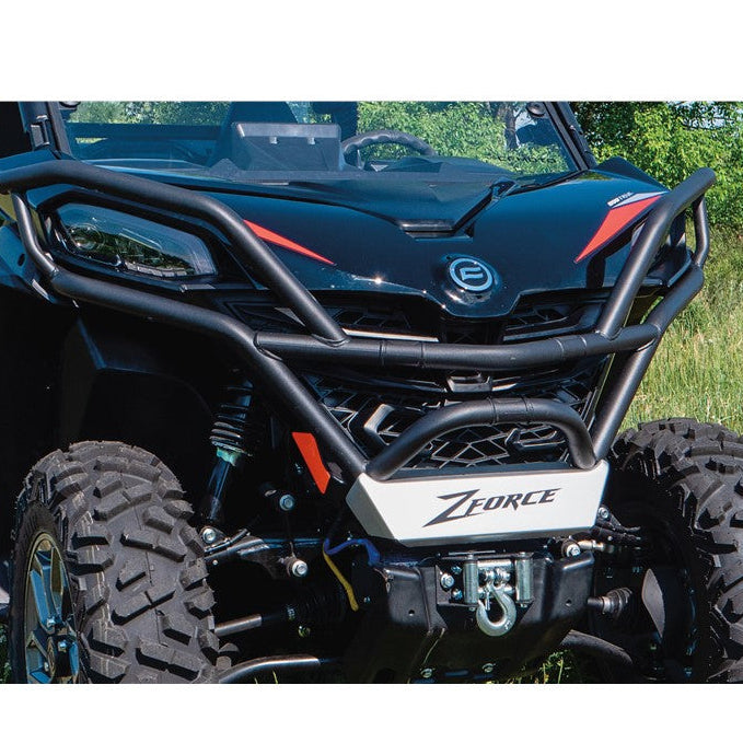 CFMOTO full front bumper for UTVs, 1.5-inch powder-coated steel, heavy-duty front protection, easy 6-bolt installation, winch compatible