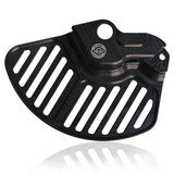Bullet Proof Designs front disc guard for KTM, Husqvarna, GasGas with 22mm front axle, protects front brake rotor and lower fork lugs, lightweight off-road aluminum guard