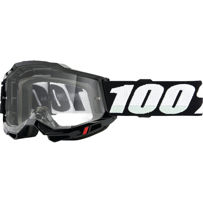 Black/Clear 100% Accuri 2 Junior Goggle on a white background.