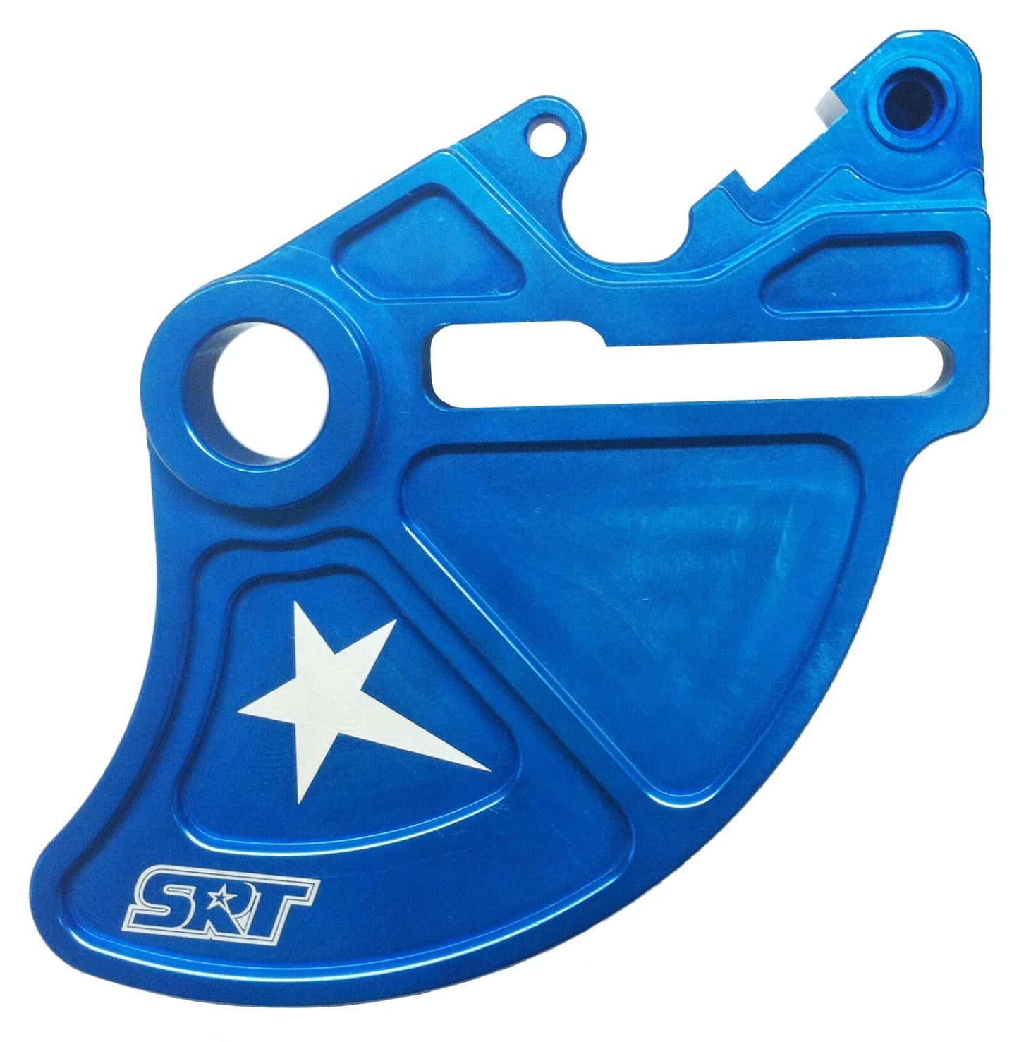 Blue mechanical part with a star logo and 'SRT' branding on a white background