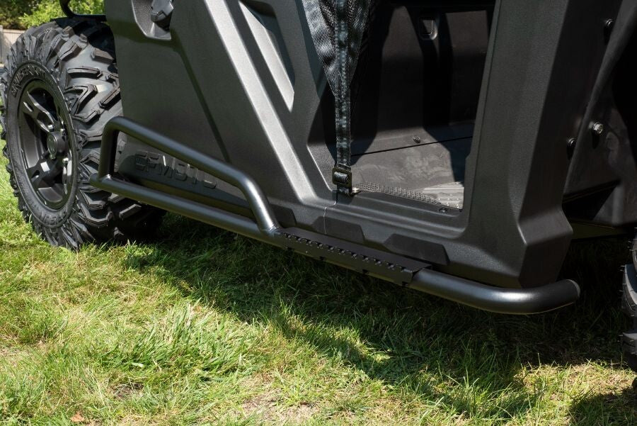 CFMOTO U600 Nerf Bars, 2-inch powder-coated steel side protection for UTV, easy bolt-on installation, durable off-road armor for plastics and body panels