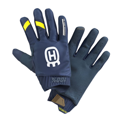 Pair of RideFit Gotland gloves with a logo on a light gray background