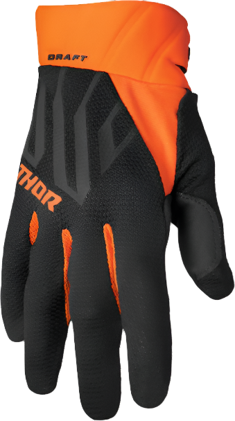 Black and orange glove with 'Thor' branding on a white background