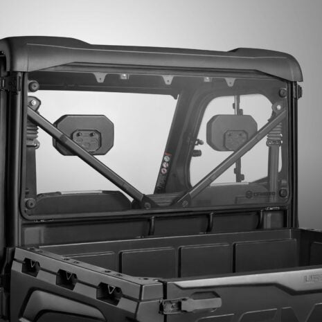 CFMOTO U6/U8XL poly rear panel, hard-coated polycarbonate, scratch resistant, quick tool-less installation, rear passenger and cargo protection