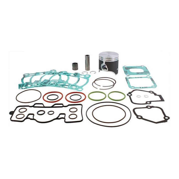 Engine gasket set and piston on a white background
