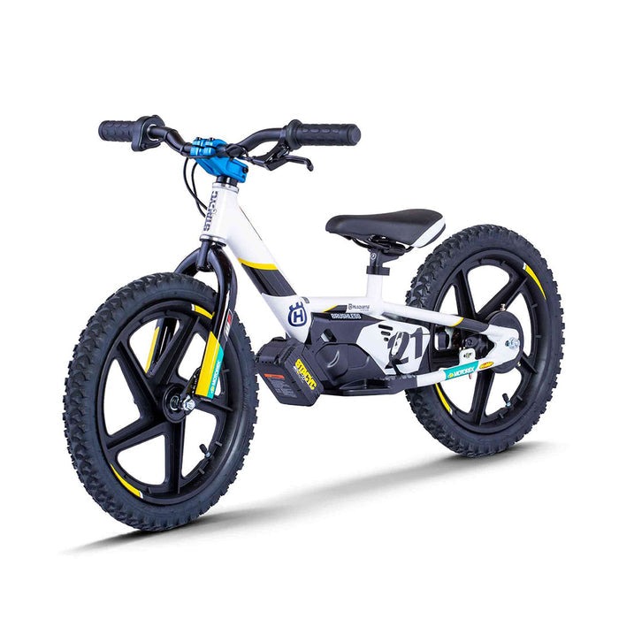 Husqvarna Factory Replica STACYC 16eDRIVE Stability Cycle for kids with non-powered and powered modes, medium speed setting, and larger platform for balance and outdoor fun