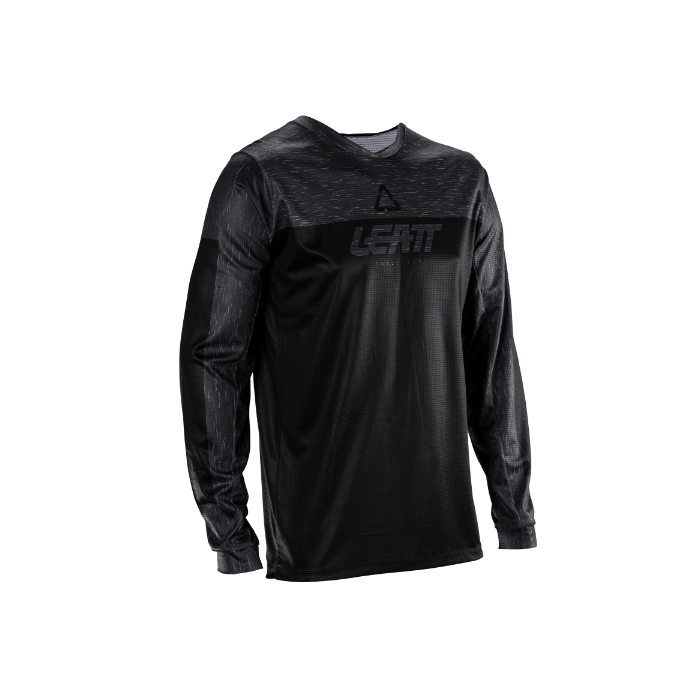 Black long-sleeve shirt with Leatt logo on a white background