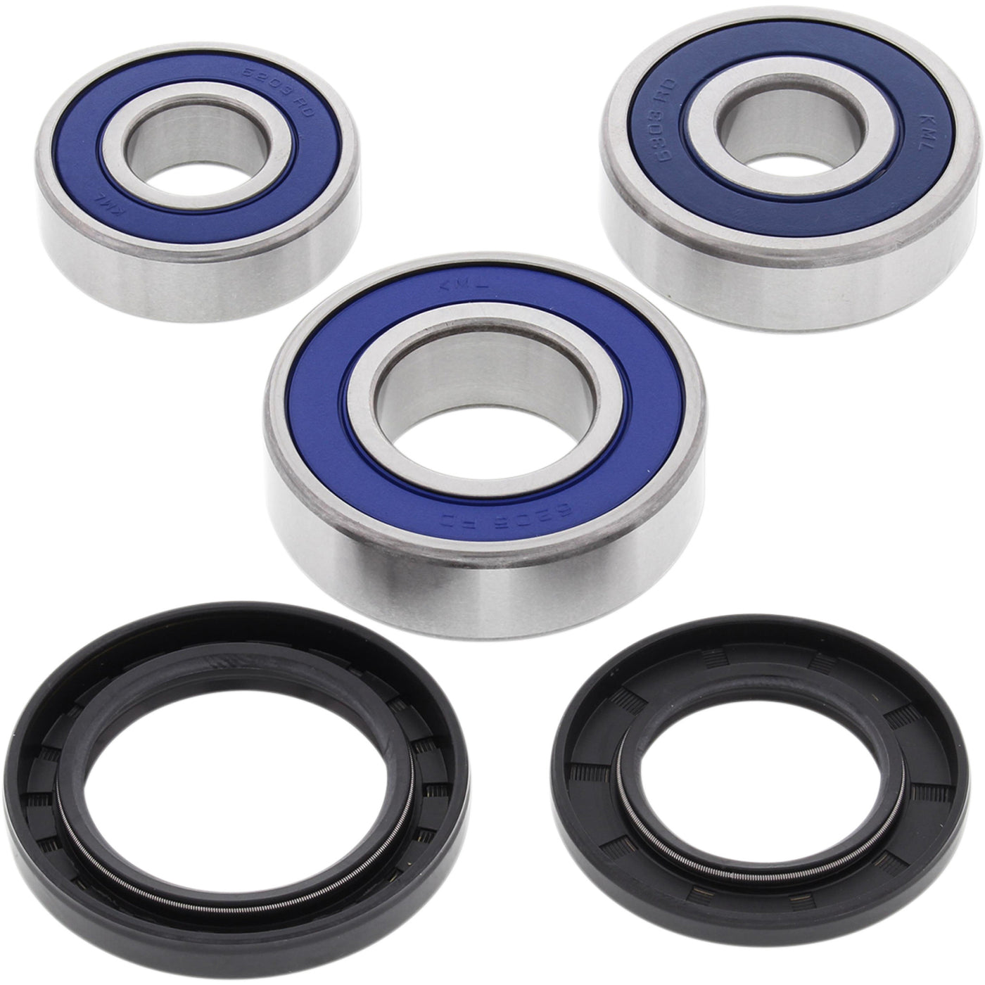 All Balls Bearings.Four bearings and two seals on a white background