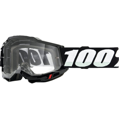 Black/Clear 100% Accuri 2 Junior Goggle on a white background.