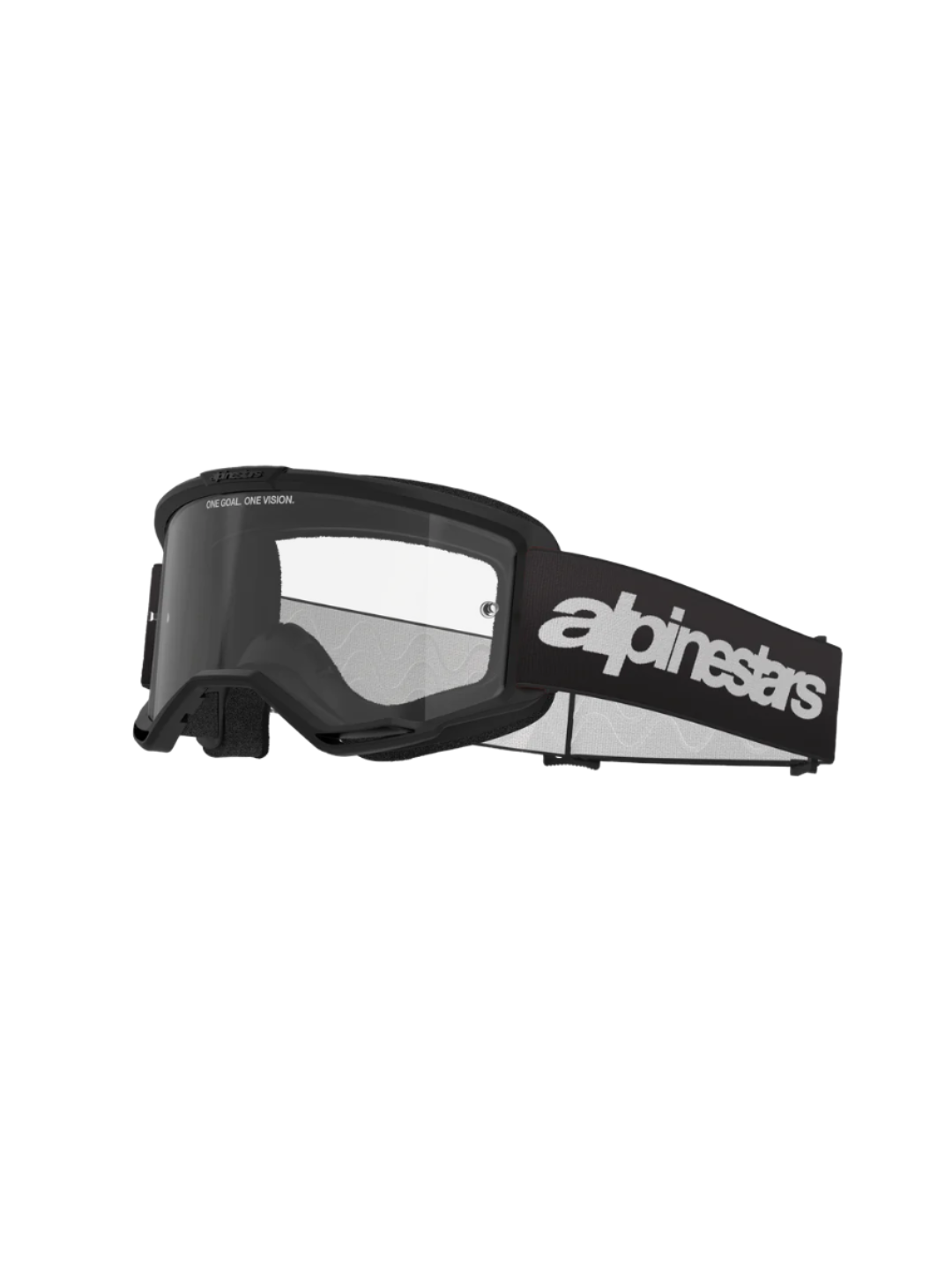 Black/Clear Alpinestars Vision 3 Goggle on a white background.