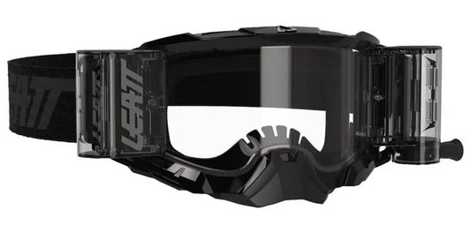 Black Clear Leatt Velocity 5.5 Roll-Off Goggles on a white background.