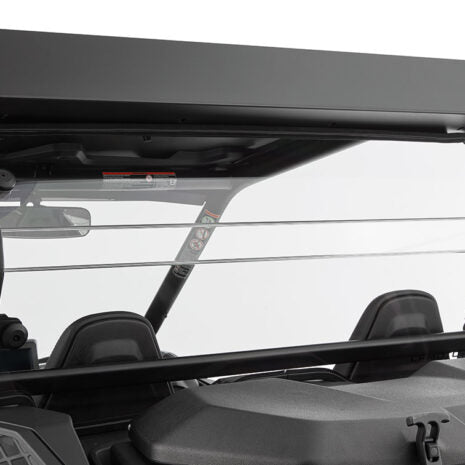 A clear polyurethane rear windshield for a vehicle, likely made of polycarbonate, showing the material's thickness and clarity.