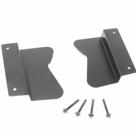 Two black metal brackets with mounting hardware, intended for retrofitting a Z950 box to G1 ZForce.