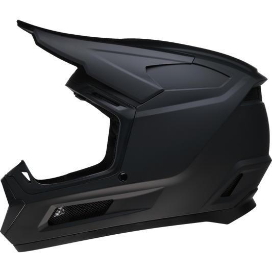 Black motorcycle helmet on a white background