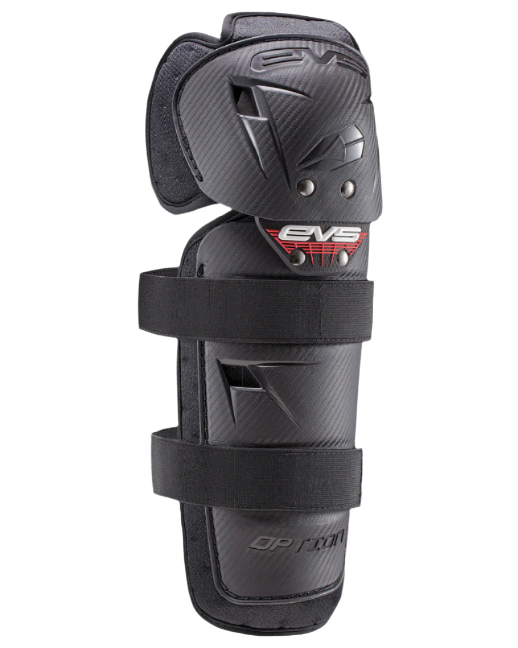 Black EVS knee pad on a white background