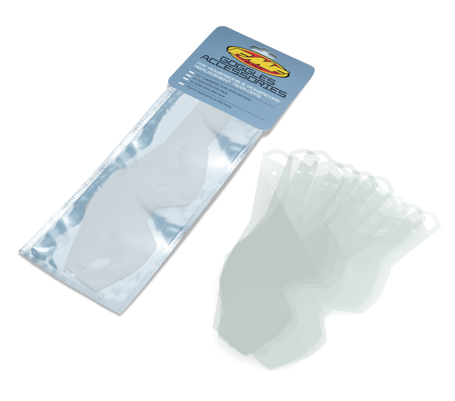 FMF PowerBomb / PowerCore Tear-Offs (20-Pack) on a white background.