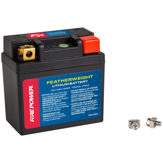 Firepower lithium battery with connectors on a white background