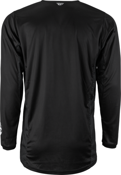 Black long-sleeve athletic shirt on a white background