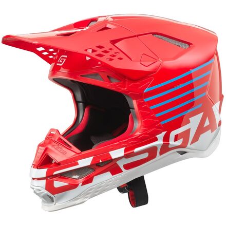 Red and White GasGas Helmet on a white background.