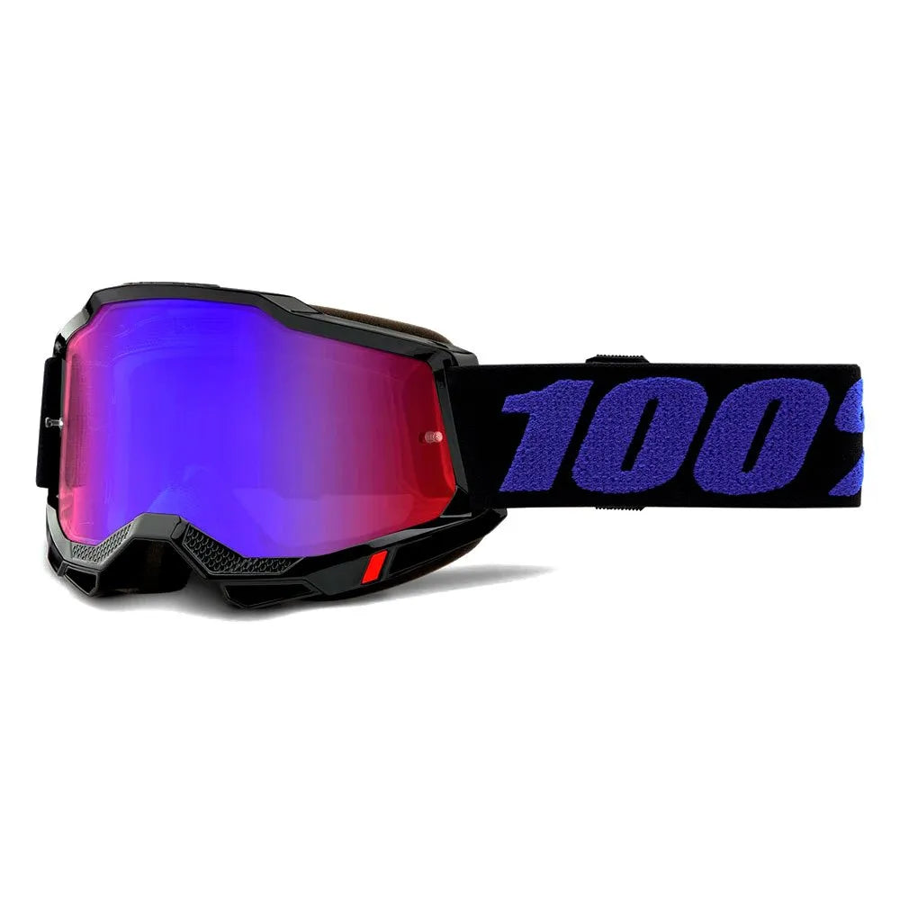 Moore,Red/Blue 100% Accuri 2 Junior Goggle on a white background.