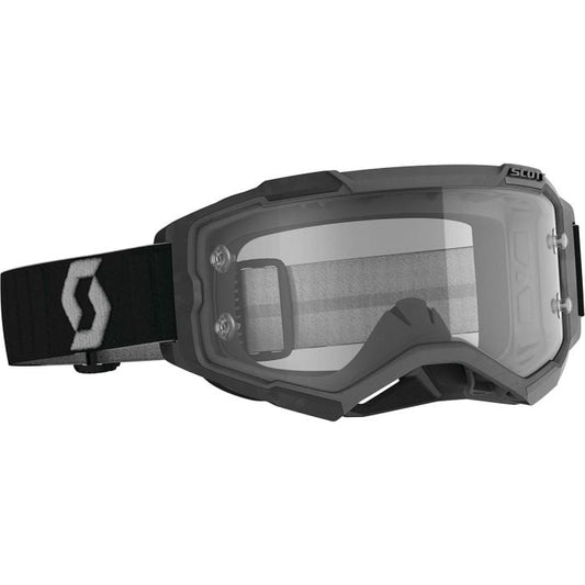 Scott fury Black goggles with clear lens on a white background