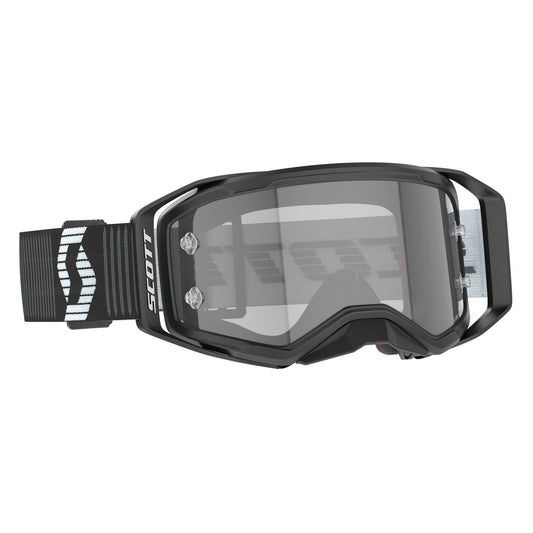 Scott Black goggles with clear lens on a white background