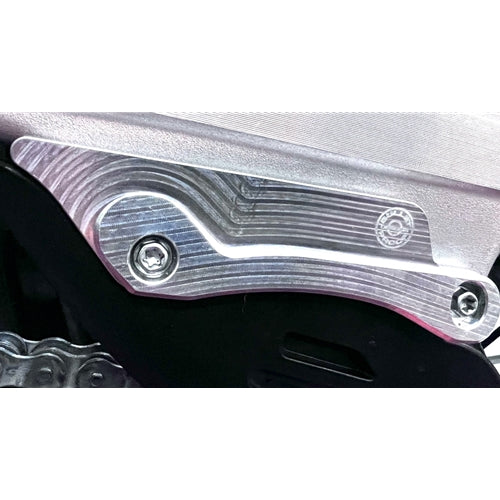 Bullet Proof Designs swingarm guard for KTM, Husqvarna, and GasGas dirt bikes protects chain guide tabs from rocks, roots, and trail damage