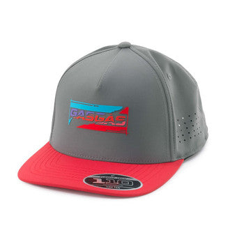 A gray and red trucker cap with GASGAS logo on the front.