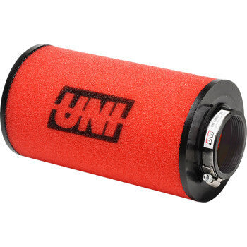 Red air filter with black UNI logo on a white background