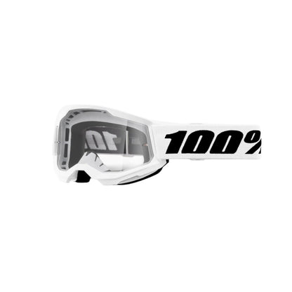 White/Clear 100% Strata 2 Junior Goggle on a white background.