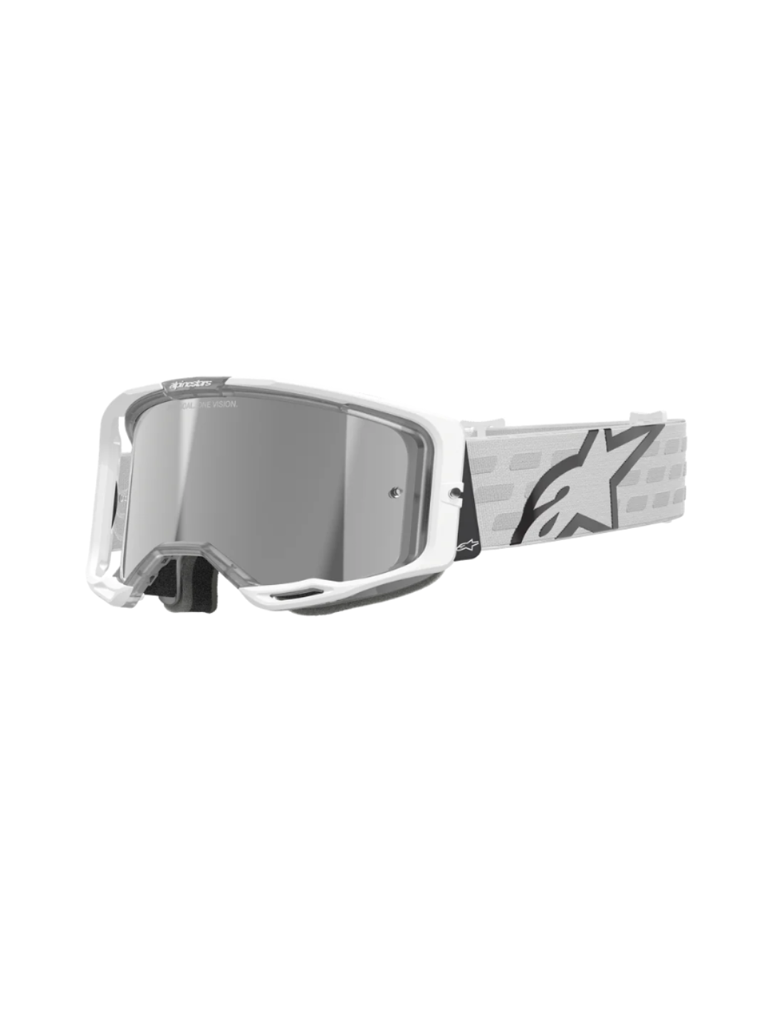 White/Silver Alpinestars Vision 8 Goggle on a white background.