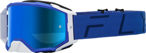 FLY Racing Zone Pro Goggles Blue with Sky Blue Mirror Smoke Lens