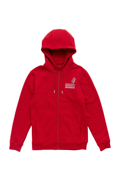 Red TLD GasGas Team Zip Hoodie on a white background.