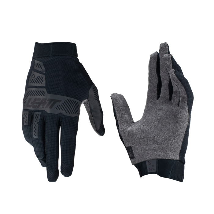 LEATT Black and gray gloves on a white background