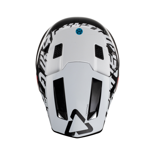 White Leatt Moto 9.5 Carbon V23 Helmet Kit on a white background.