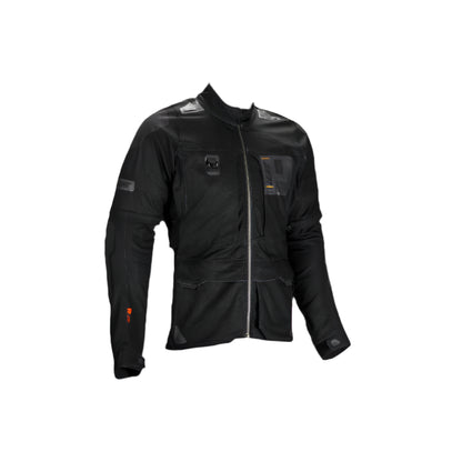 Black motorcycle jacket on a white background
