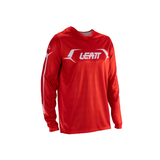 Red long-sleeve shirt with Leatt logo on a white background