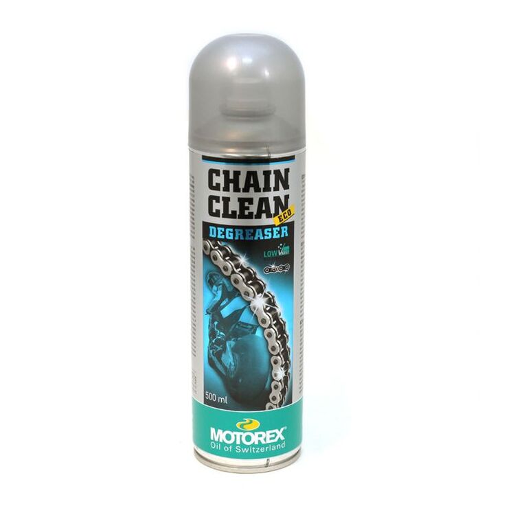 Motorex chain clean degreaser can on a white background